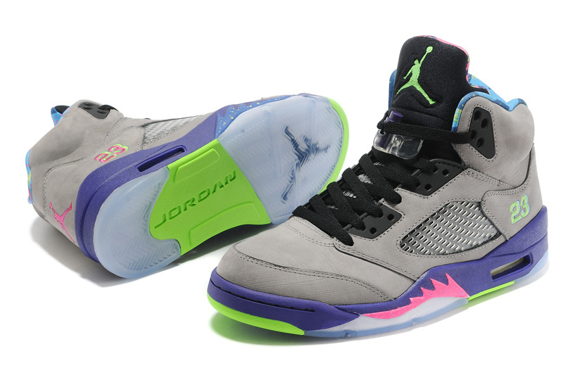 Air Jordan 5 Mens Shoes Gray/Viole/Green Online